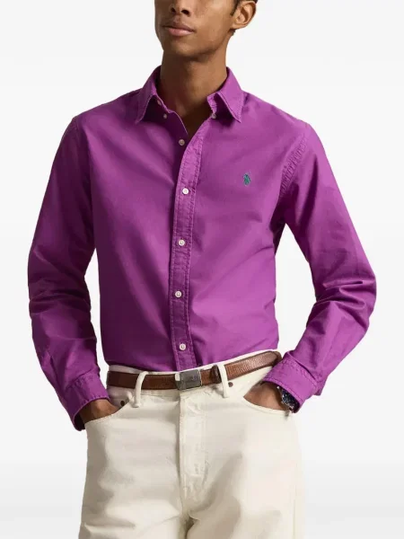 Λινό ριγέ polo Polo Ralph Lauren με κέντημα πράσινο