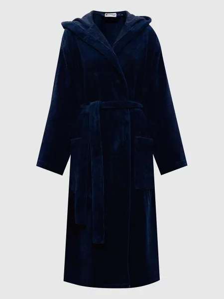 Махровий халат з капюшоном Symbol Home синій