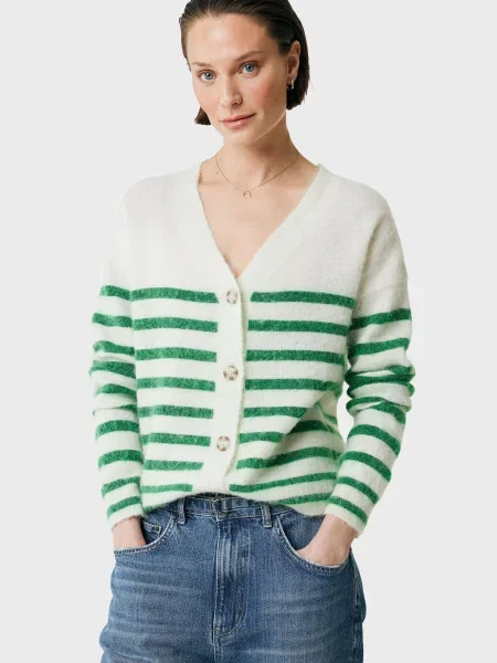 Вовняний смугастий кардиган Mexx білий