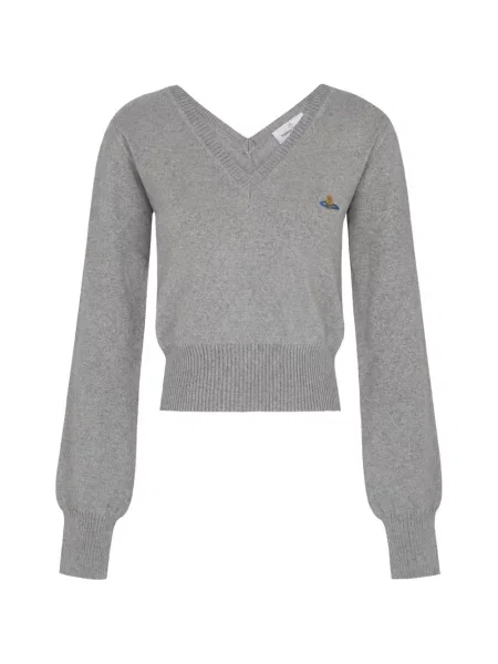 Pulover Vivienne Westwood cu decolteu în V gri