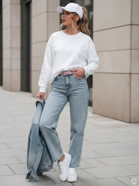 Spodnie jeansowe mom fit MERTINE Dstreet niebieskie