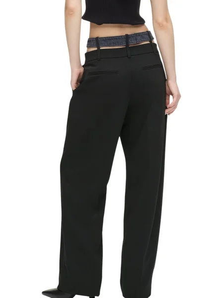 Pantaloni Karl Lagerfeld Jeans cu talie înaltă negru