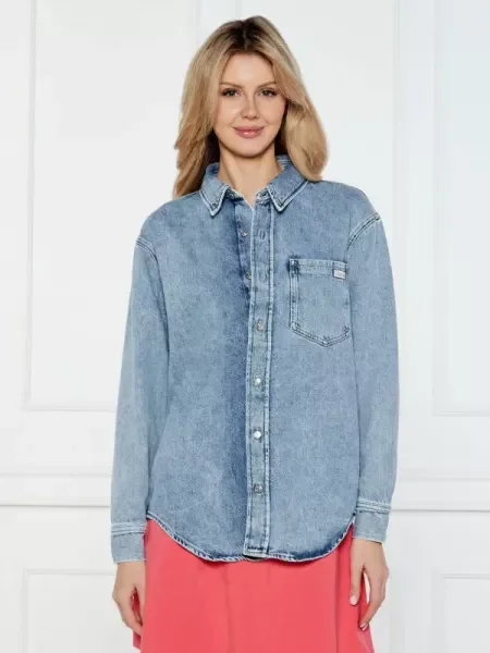 Calvin Klein Jeans De blugi cămașă DAD | Relaxed fit albastru