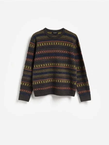 Reserved Wzorzysty sweter wielobarwny