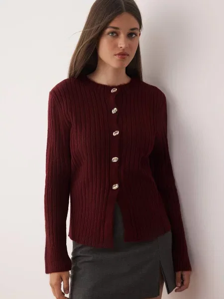 Trendyol Geacă tricotată burgundy roșu