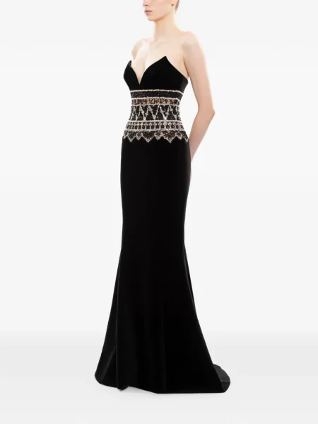 Rochie Saiid Kobeisy cu broderie de costum negru