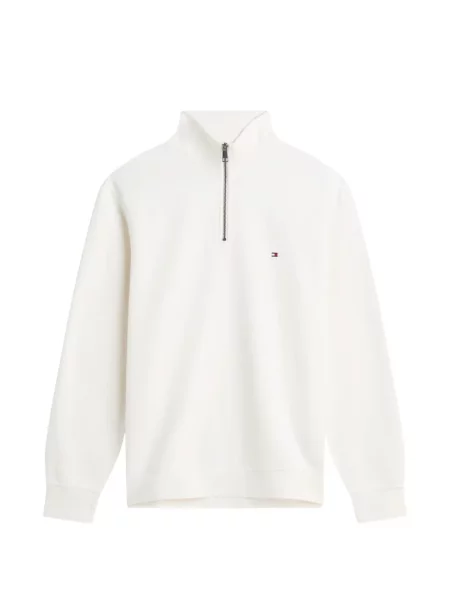 Hanorac cu fermoar Tommy Hilfiger cu broderie alb