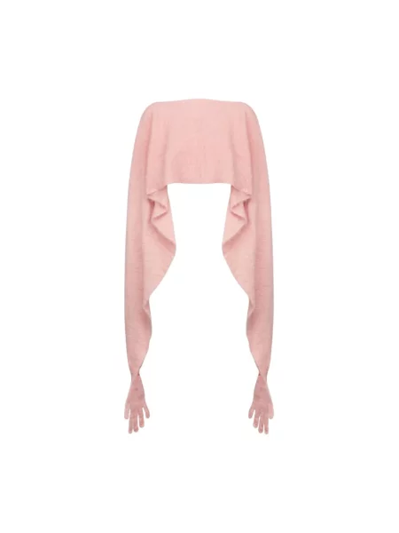 Moherowa kurtka Moschino z kapturem różowa