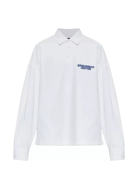 Lung tricou polo Dsquared2 cu imagine alb