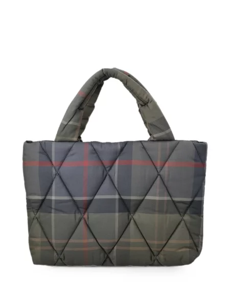 Καρό καπιτονέ τσάντα shopper Barbour πράσινο