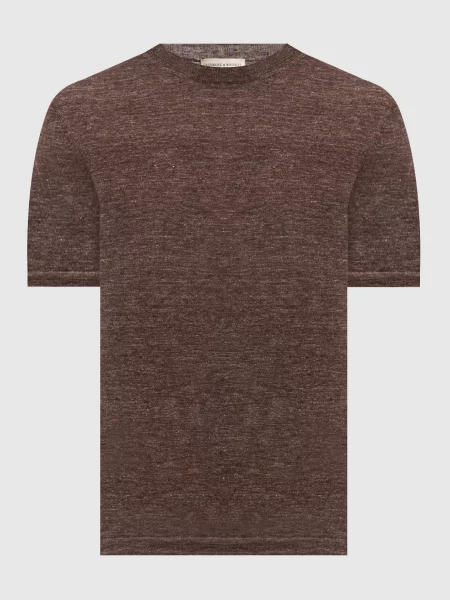 Футболка з льону та шовку Cashmere&whiskey коричнева