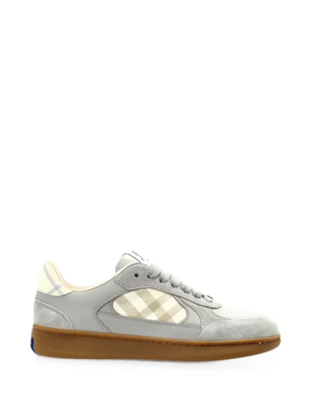 Sneakerși Burberry din piele de căprioară în carouri gri