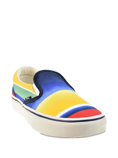 Sneakerși Polo Ralph Lauren din piele slip-on în carouri alb