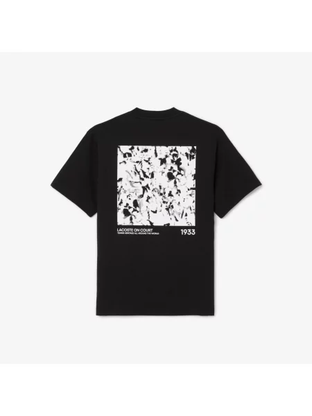 Lacoste T-Shirt Z Dżerseju Z Motywem Nadruku czarny
