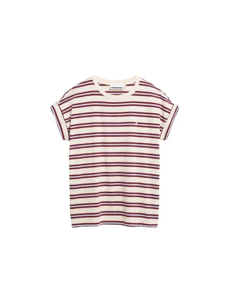 ARMEDANGELS Tricou IDAARA albastru deschis / roșu bordeaux / murdar alb