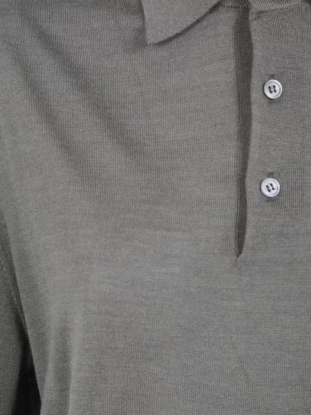 Lung tricou polo Filippo De Laurentiis de lână gri