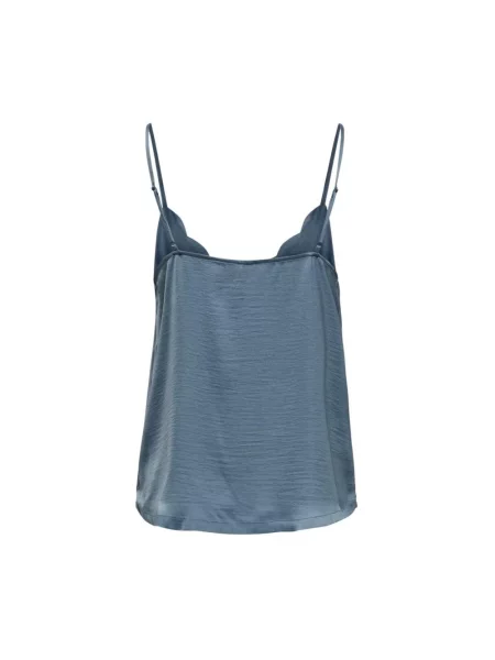 Jedwabna bluzka Only elegancka z dekoltem w serek niebieska