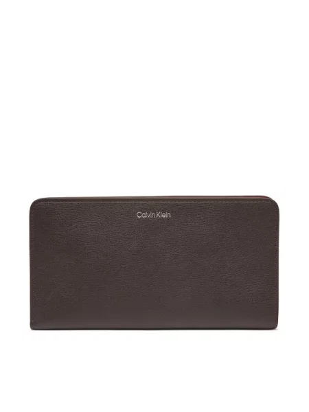 Novčanik Calvin Klein Foil Logo Passport Longfold smeđa