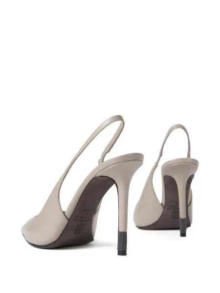 Pantofi cu toc Brunello Cucinelli slingback gri