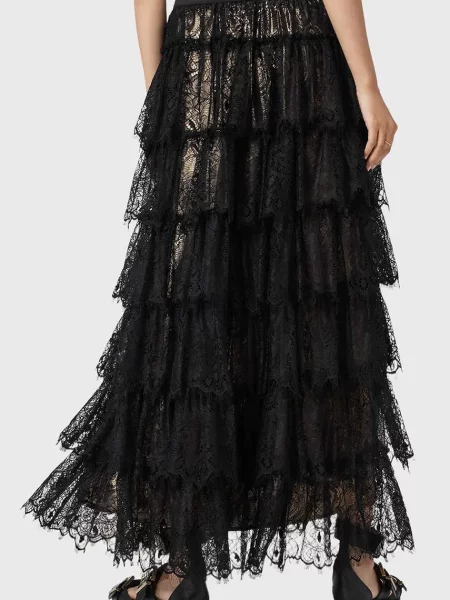 Спідниця AllSaints maxi розкльошена чорний