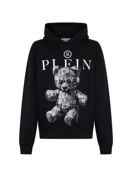 Ursuleț de pluș hanorac cu glugă Philipp Plein din jerseu cu strasuri negru