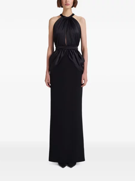 Rochie maxi Safiyaa drapată cu gât halter negru