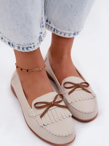 Mocasini Evento din piele bej