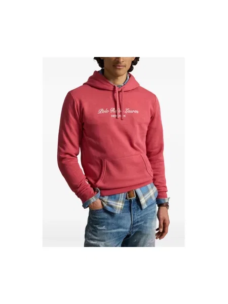 Bluza z kapturem Ralph Lauren z kapturem z logo ze sznurkiem czerwona
