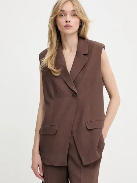 Samsoe Samsoe vestă SATHENA cu două rânduri de maro