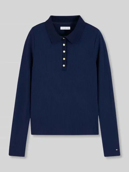 Bluzka z długim rękawem o prążkowanej fakturze model Tommy Hilfiger granatowa