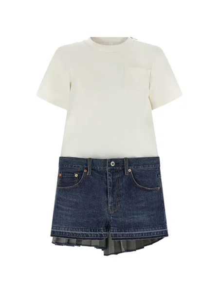 Rochie din denim Sacai alb