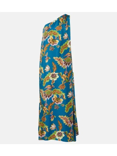 Rochie maxi La Doublej de mătase cu imagine de costum