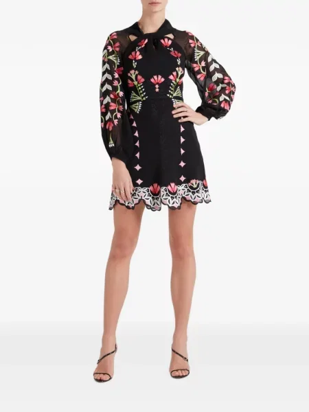 Rochie mini Temperley London cu model floral negru