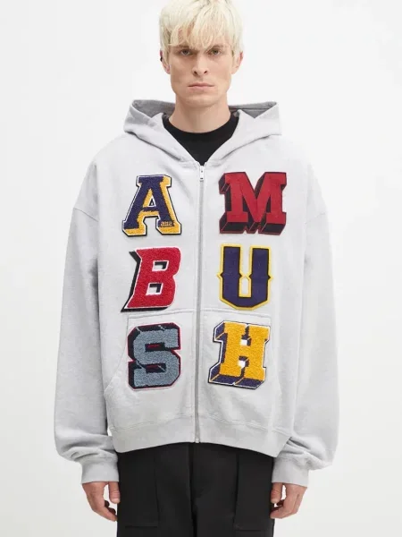 Свитер Ambush с капюшоном с аппликацией серый