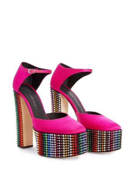 Sandale Giuseppe Zanotti cu platformă cu tepi roz