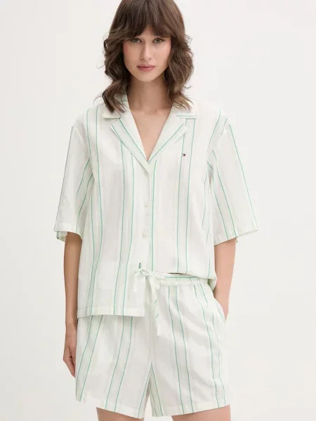Tommy Hilfiger piżama z lnem zielona