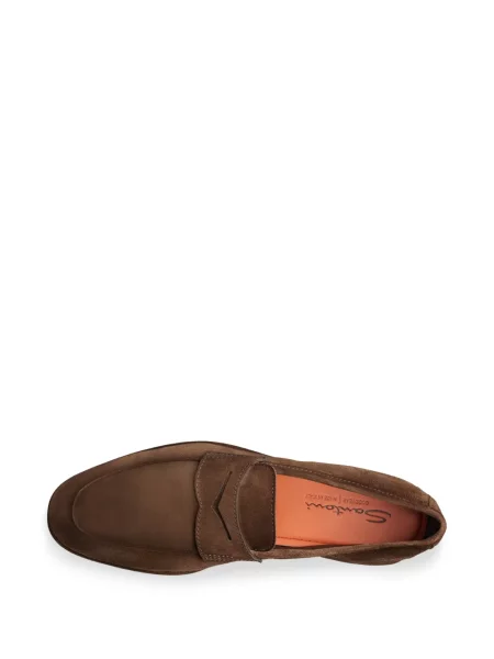 Pantofi loafer Santoni din piele de căprioară maro