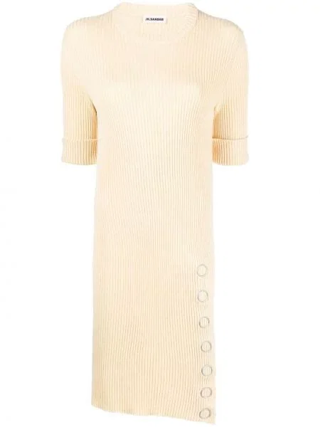Pletené krátké oblekové mini šaty Jil Sander žluté