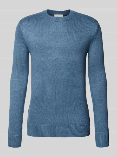 Sweter o kroju regular fit z prążkowanej dzianiny Tom Tailor Denim błękitny