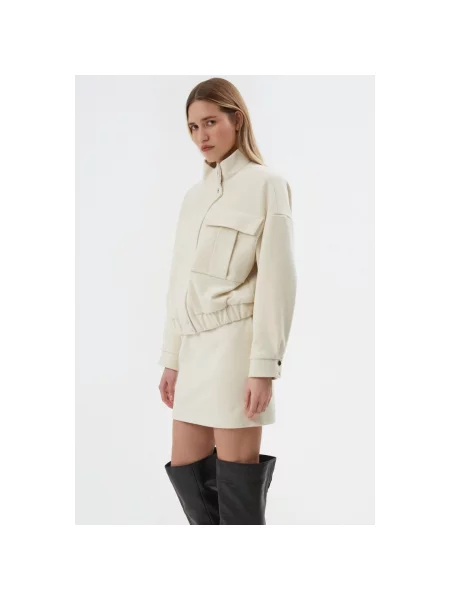 Куртка-жакет з вовни та кашеміру молочний Estro білий