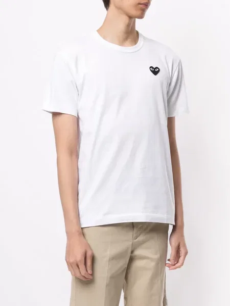 Tričko Comme Des Garçons Play s výšivkou bílé