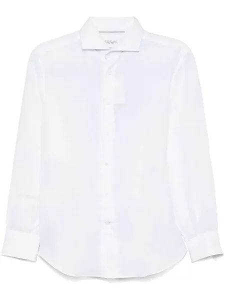 Lněná košile Brunello Cucinelli bílá