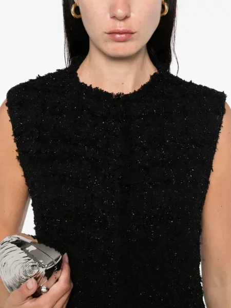Rochie mini Iro fără mâneci din tweed de costum negru