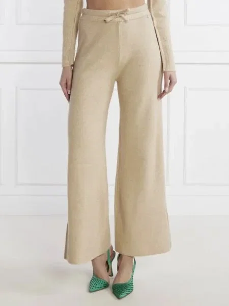 Patrizia Pepe Pantaloni de tricot | Relaxed fit cu adaos de lână bej