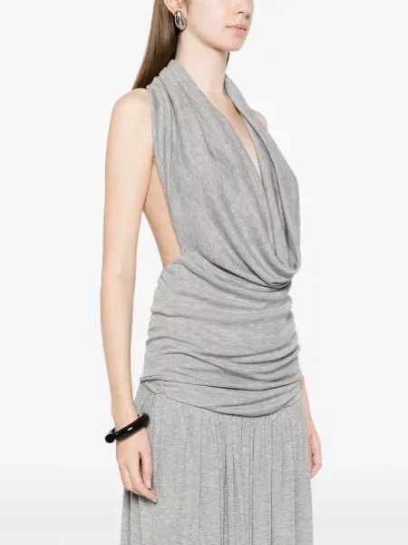 Top Aya Muse drapat cu gât halter gri