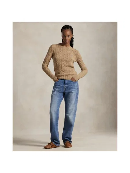 Sweter w kroju regular fit z mieszanki wełny i kaszmiru JULIANNA' Polo Ralph Lauren brązowy