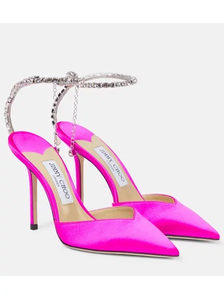 Pantofi cu toc Jimmy Choo din satin roz