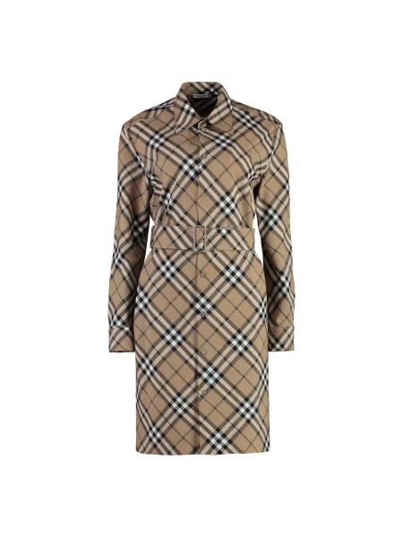 Sukienka Burberry w kratę beżowa