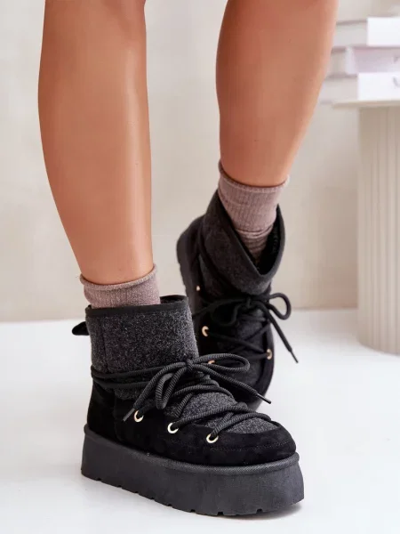 Kozačky Boto na platformě s vázáním černé