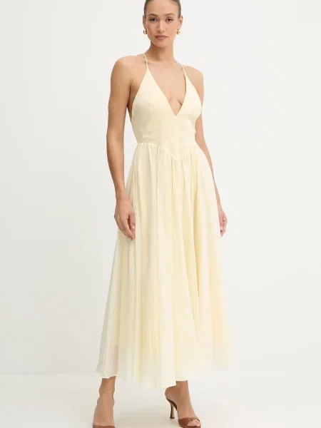 Bardot sukienka maxi rozkloszowana żółty